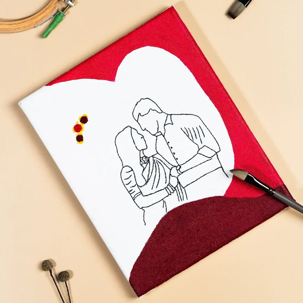 Couple Photograph Portrait on Canvas Variant on table