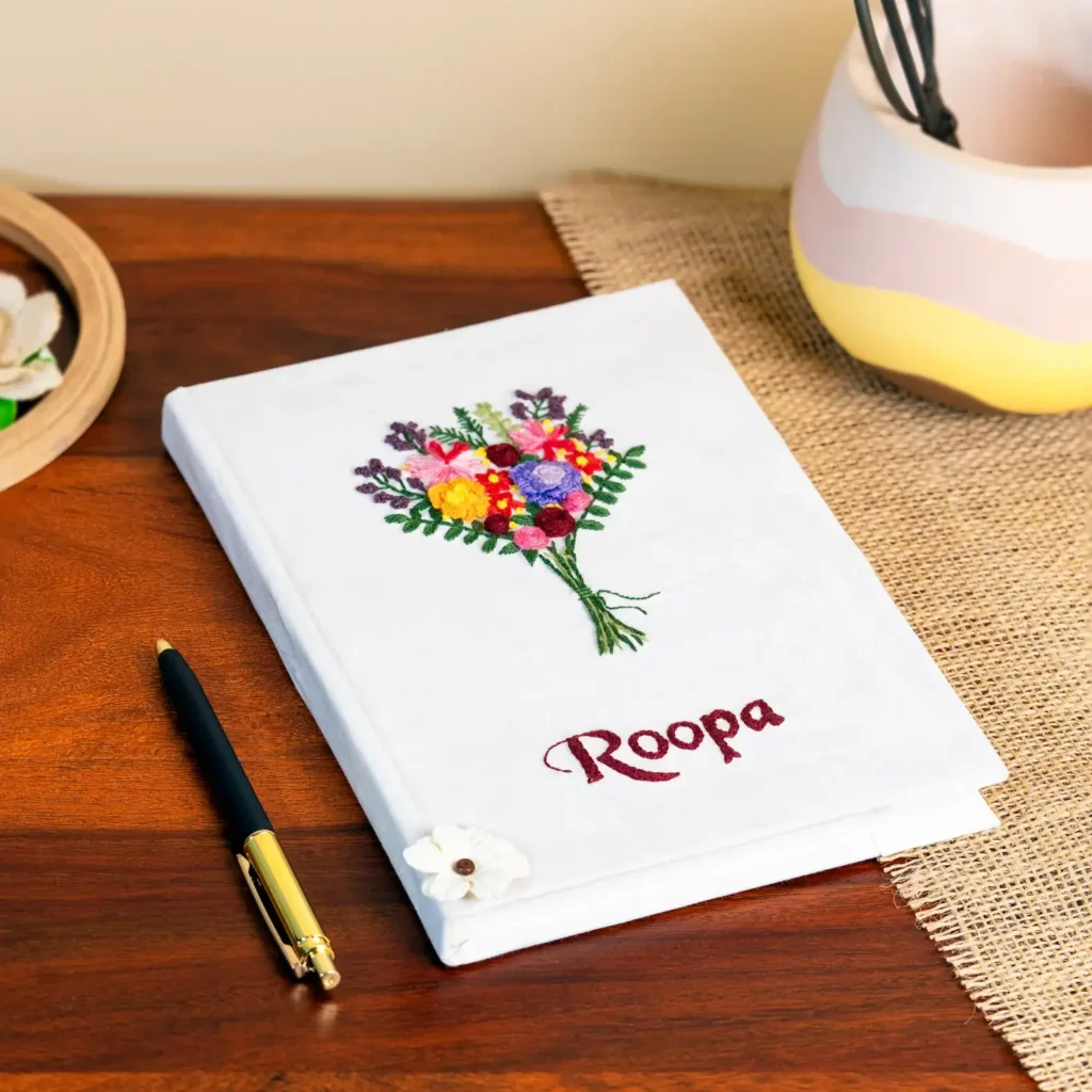 Name Embroidered Diary – A5 Customized Diary on Table